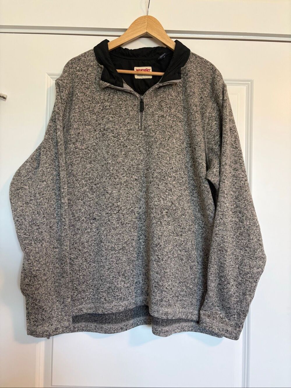 Wrangler Authentics Mens Sweater Fleece Pullover Quarter-Zip Gray Size XL